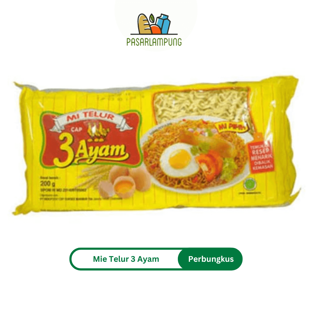 Mie Telur Cap 3 Ayam Perbungkus 200 Gr Pasar Lampung